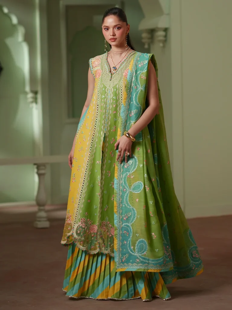 Bin Ilyas Mashriq Summer '25 Embroidered Lawn Unstitched 3Pc Suit - D#114A
