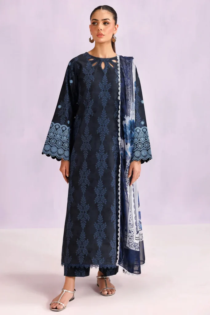 Farasha Summer Essentials Embroidered Lawn Unstitched 3Pc Suit - Soft Fable