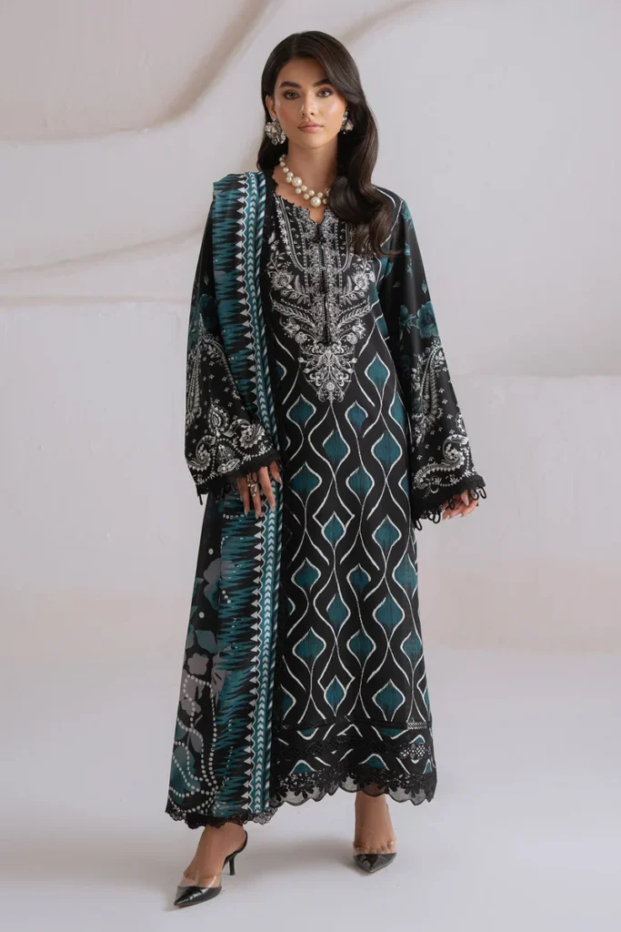 Nureh Signature Prints Doriya Linen Unstitched 3-Piece with Woolen Shawl SP-220