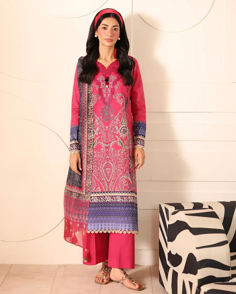 Roheenaz Pareesa Rameen RUNWI2503A – Printed Cambric 3 Piece Unstitched Suit