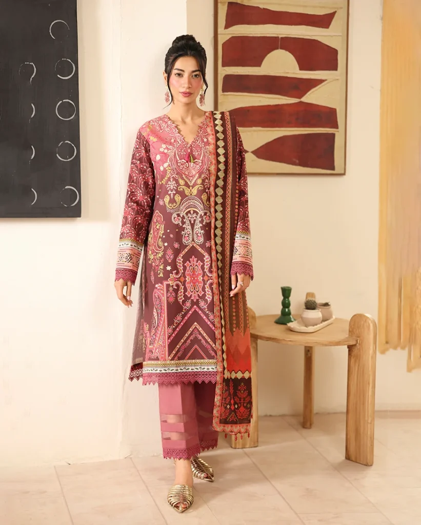 Roheenaz Pareesa Humaina RUNWI2504A – Printed Cambric 3 Piece Unstitched Suit