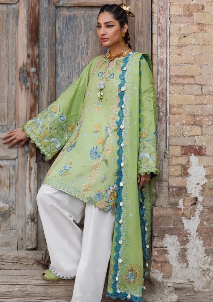Elan Lawn'25 Embroidered Applique 3 Piece Suit Isla Bleu B EL25-11B