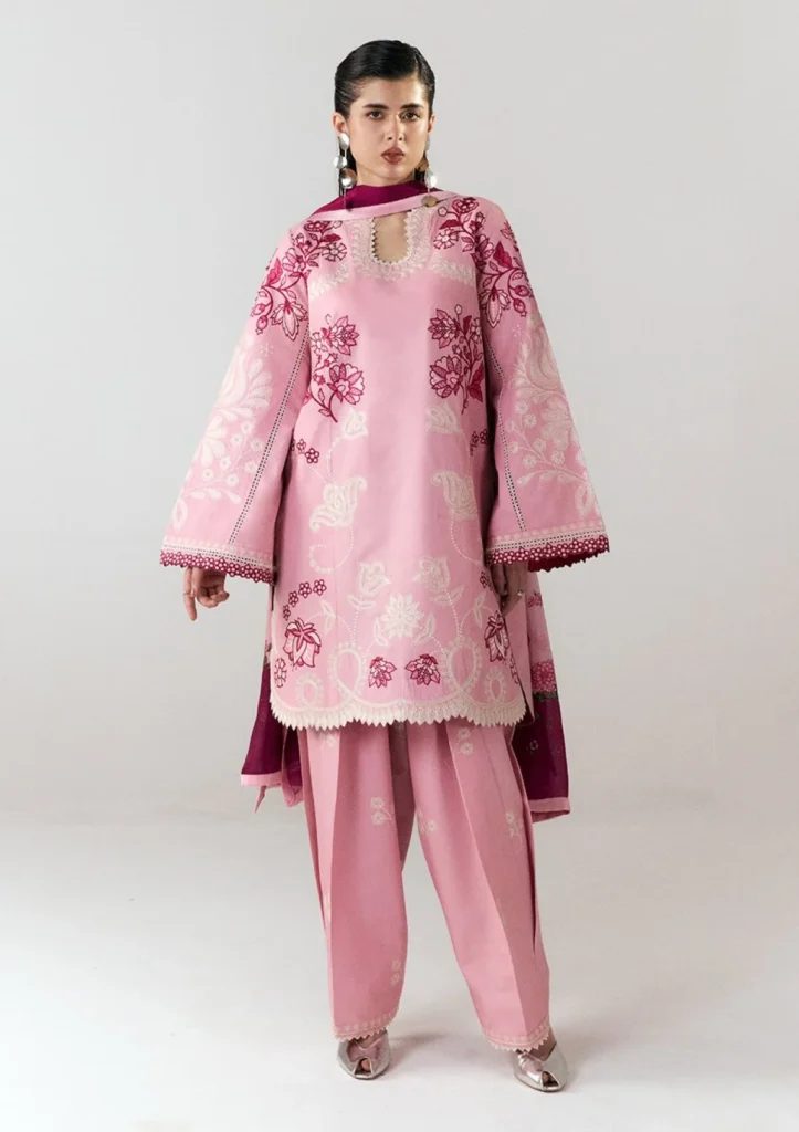 Jugnu by Hussain Rehar Nanya 3 Piece Unstitched Embroidered Cotton Suit D#1284