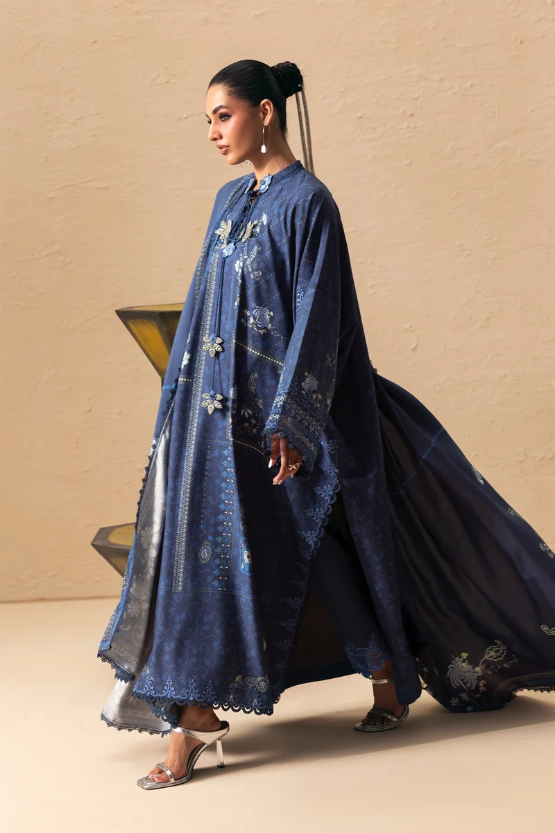 Qalamkar Qprints Calina QPW-05B – Unstitched Linen 3 Piece Suit with Jacquard Shawl - Image 2
