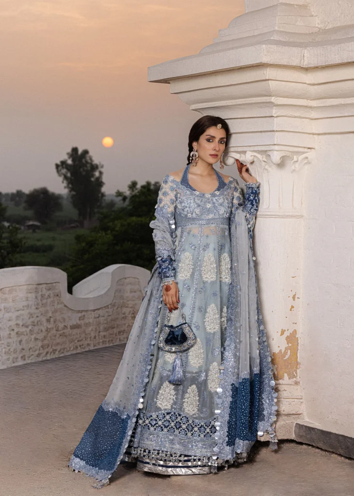 Hussain Rehar The Doll House Mehtab – Unstitched Embroidered Organza 3 Piece Wedding Suit D-852