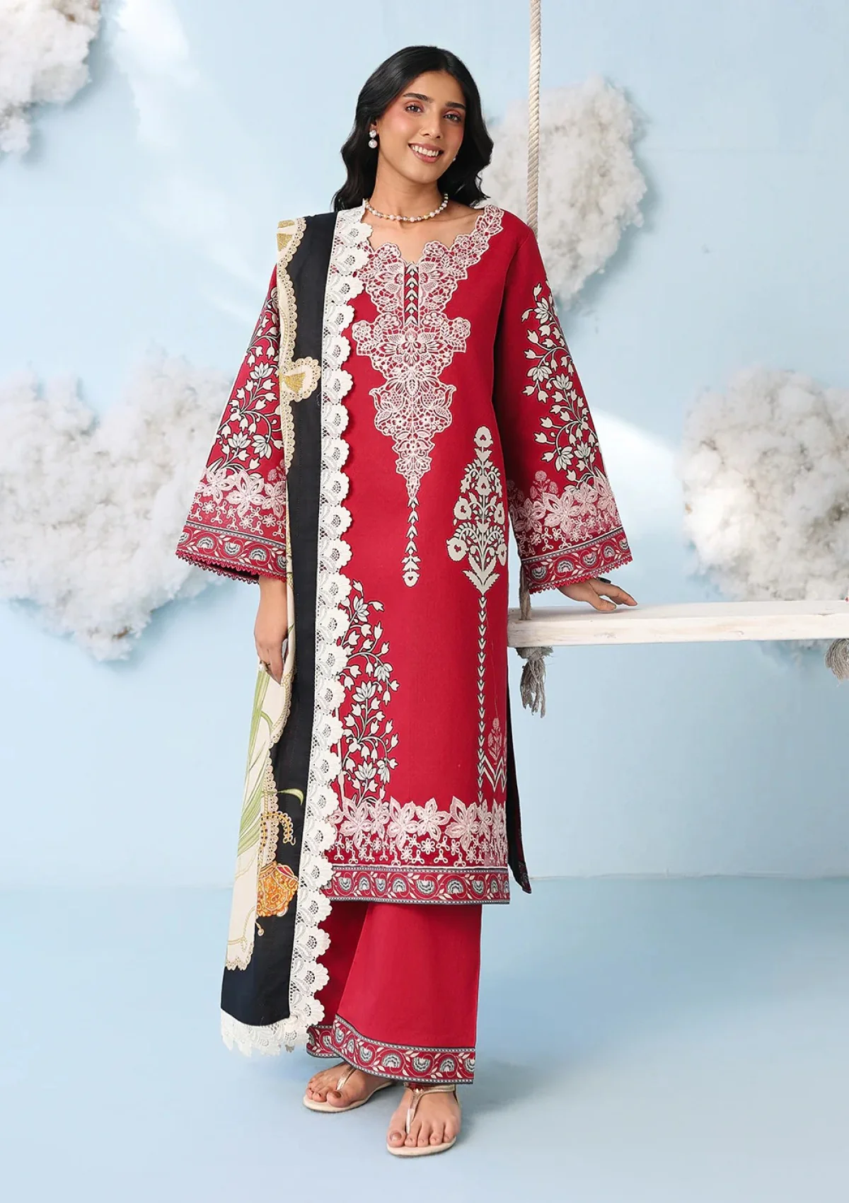 Mahnur Anaya Lawn'26 Vol 2 – AN2-01 | Printed Embroidered 3 Piece Lawn Suit with Printed Voil Dupatta