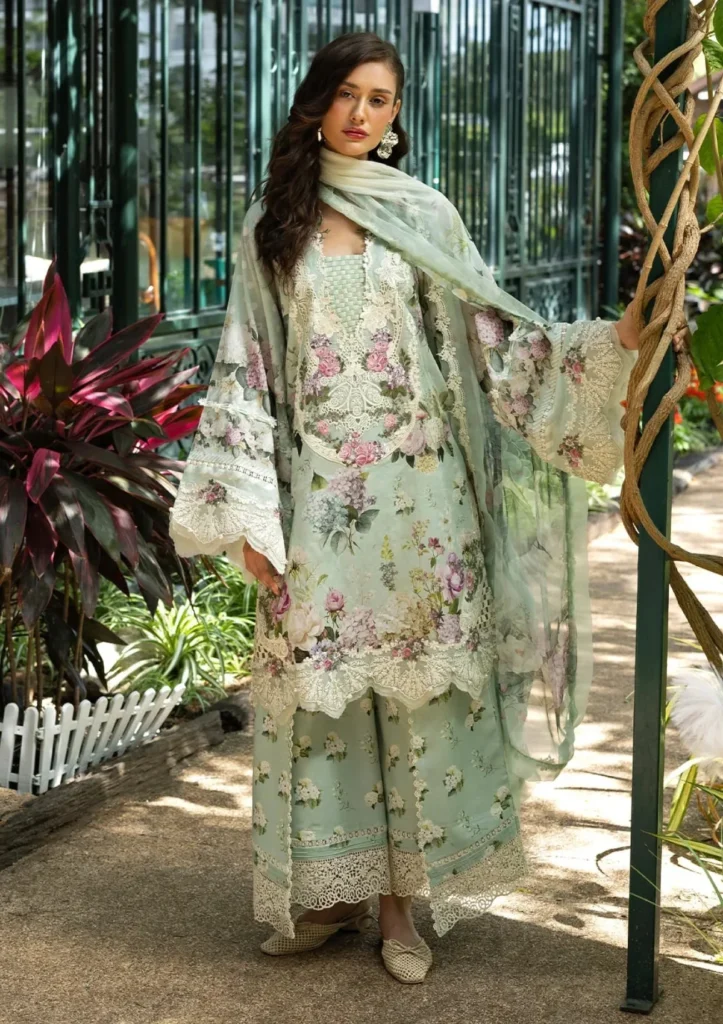 Elaf Premium Signature Mint Meadow 3 Piece Unstitched Embroidered Lawn Suit ESA-4B