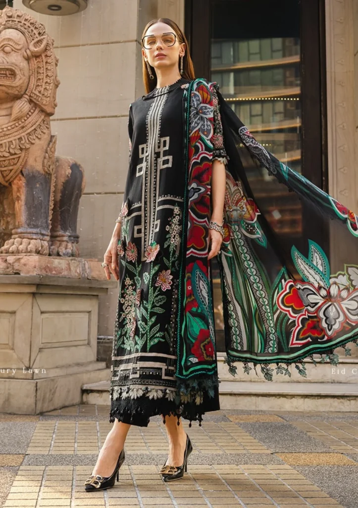 Maria B Lawn Vol 26 – D11 | Black Jacquard Embroidered 3 Piece Lawn Suit with Printed Silk Dupatta