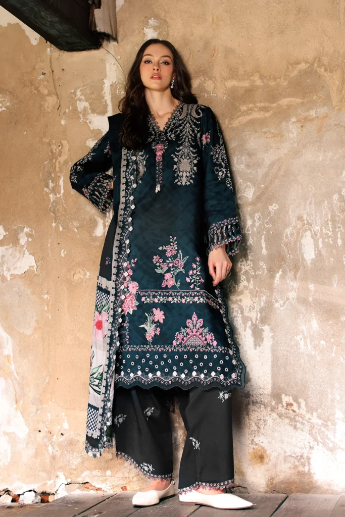 Charizma Aniq Navy Linen 3 Pc Winter Suit ANW7-01