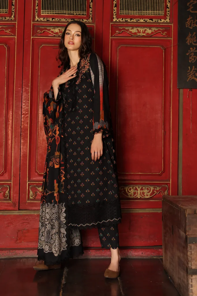 Charizma Aniq Black Linen 3 Pc Winter Suit ANW7-10