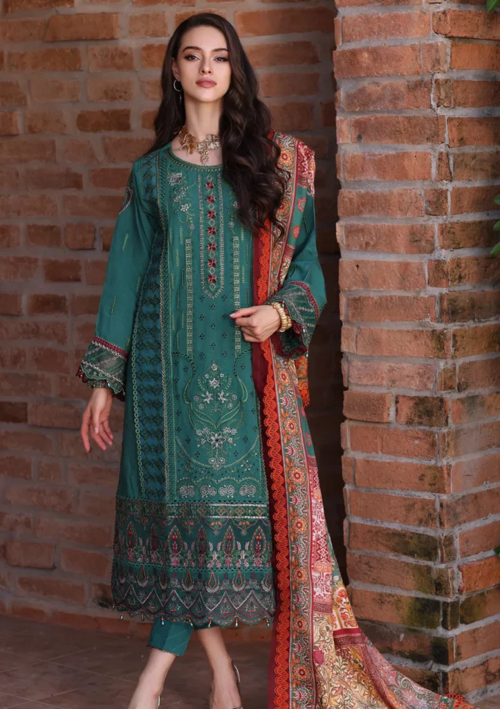 Noor by Saadia Asad Luxury Winter Shawl – Unstitched Embroidered Linen 3 Piece Suit with Wool Shawl D8