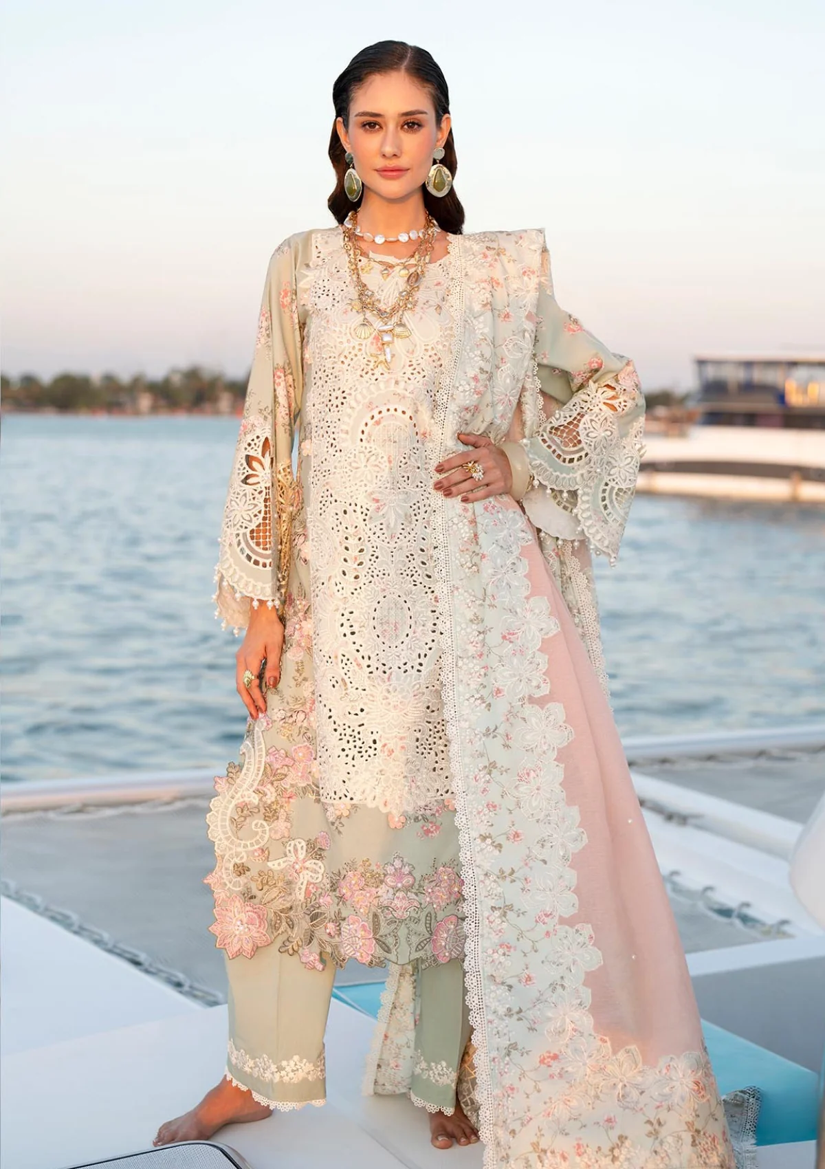 Evara Luxury Lawn by AJR Embroidered 3 Piece Suit Fyna AJR-E-10