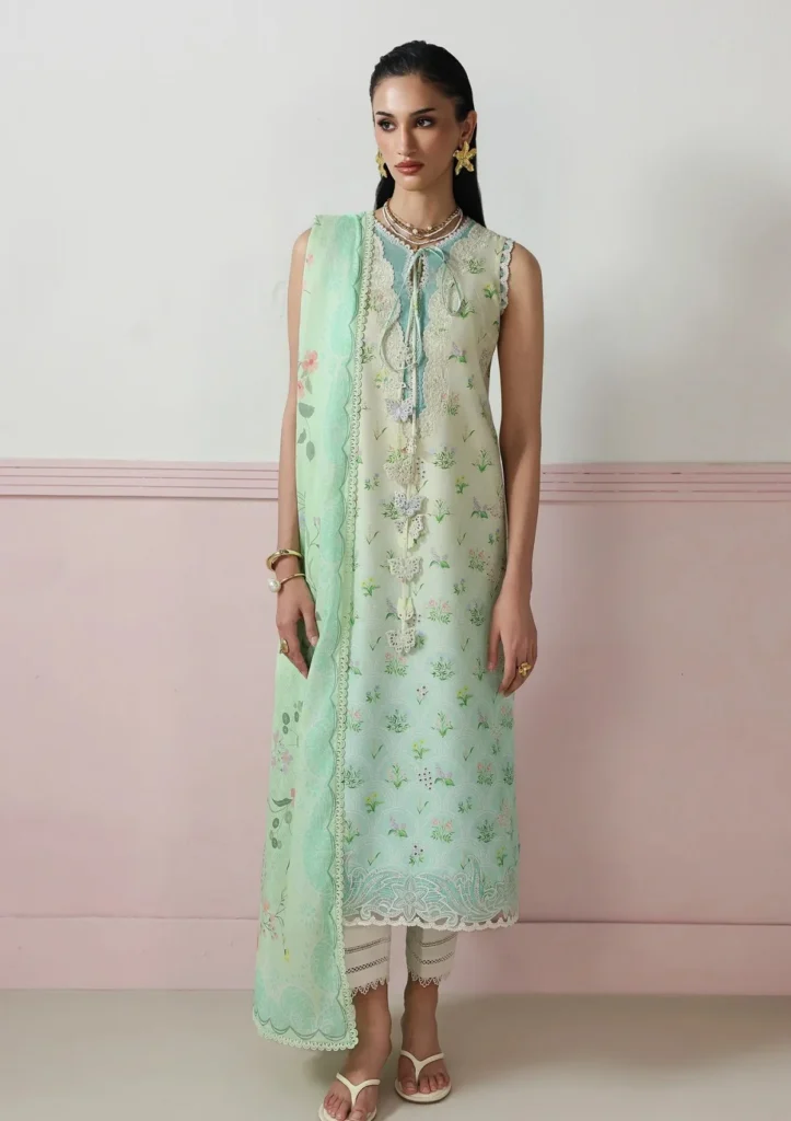 Qalamkar Qprints Drop II Della 3 Piece Unstitched Chikankari Embroidered Lawn Suit QQP-07-B