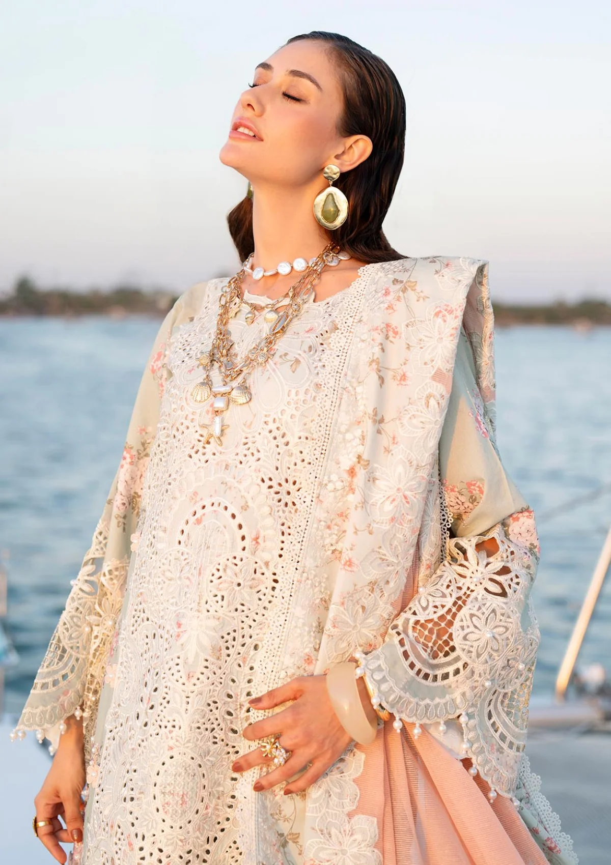 Evara Luxury Lawn by AJR Embroidered 3 Piece Suit Fyna AJR-E-10 - Image 2