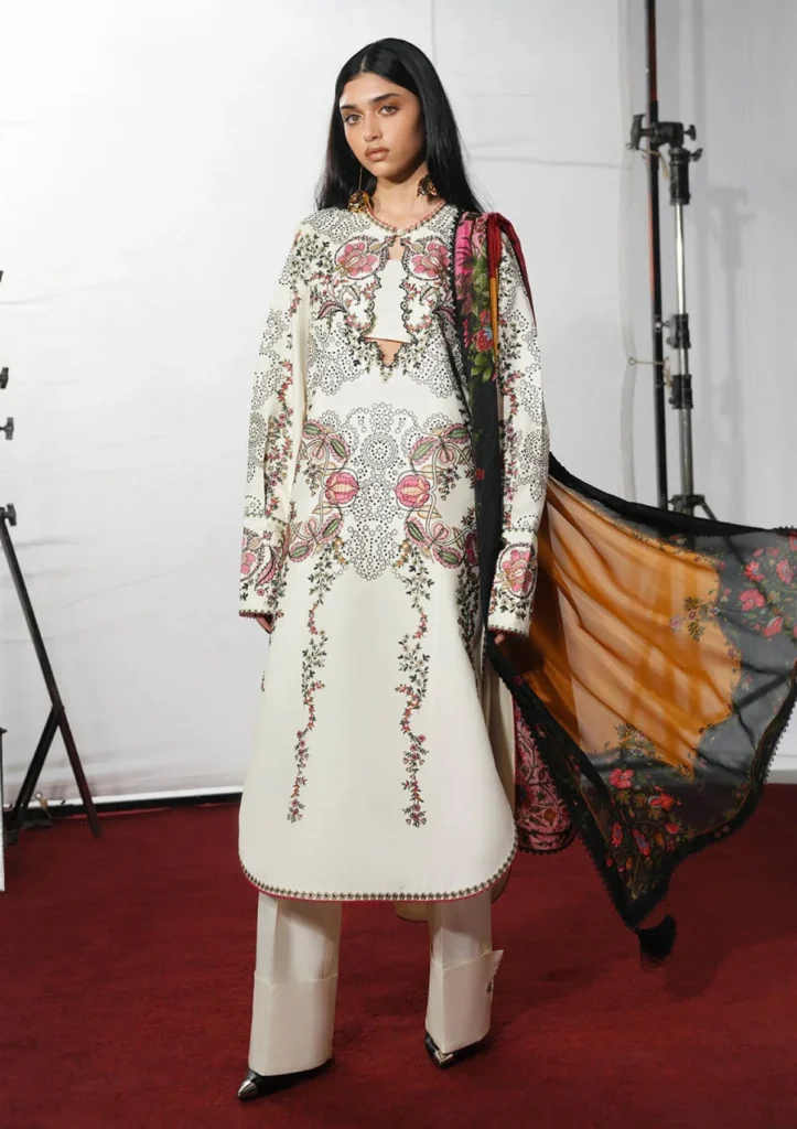 Jugnu by Hussain Rehar Rasti 3 Piece Unstitched Embroidered Cotton Suit D#1240
