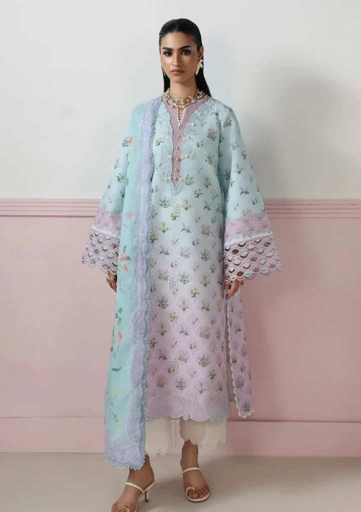 Qalamkar Qprints Drop II Arden 3 Piece Unstitched Chikankari Embroidered Lawn Suit QQP-07-A