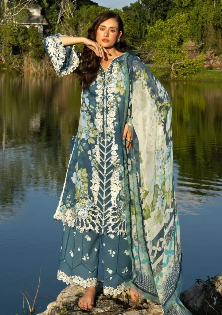 Elaf Premium Signature Sea Enchantress 3 Piece Unstitched Embroidered Lawn Suit ESA-7B