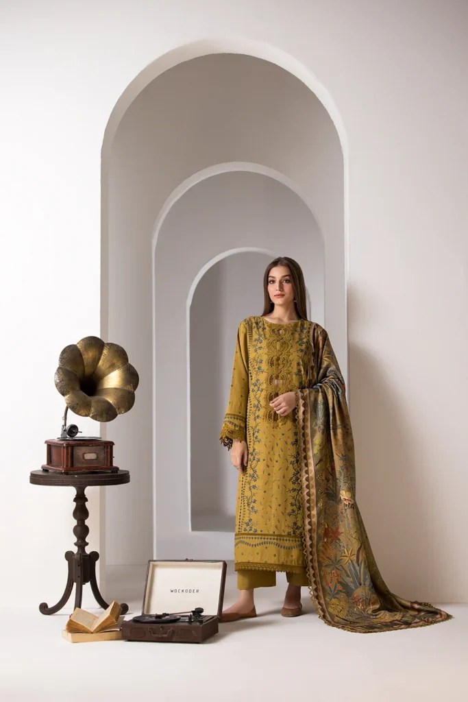 Sobia Nazir Winter Shawl – Unstitched Embroidered Khaddar 3 Piece Suit with Twill Shawl 5B