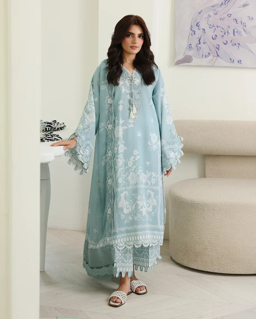 Petals in Print by Roheenaz Printed Lawn Azure Botanica 3 Piece Suit