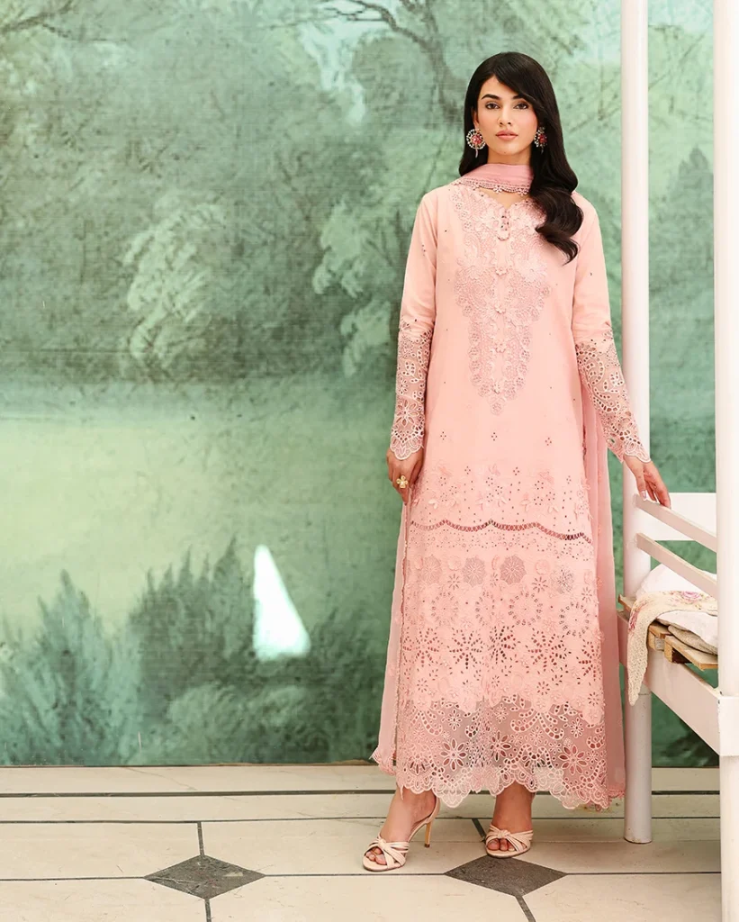 Roheenaz Azure Elan – Unstitched Chikankari Lawn 3 Piece Suit