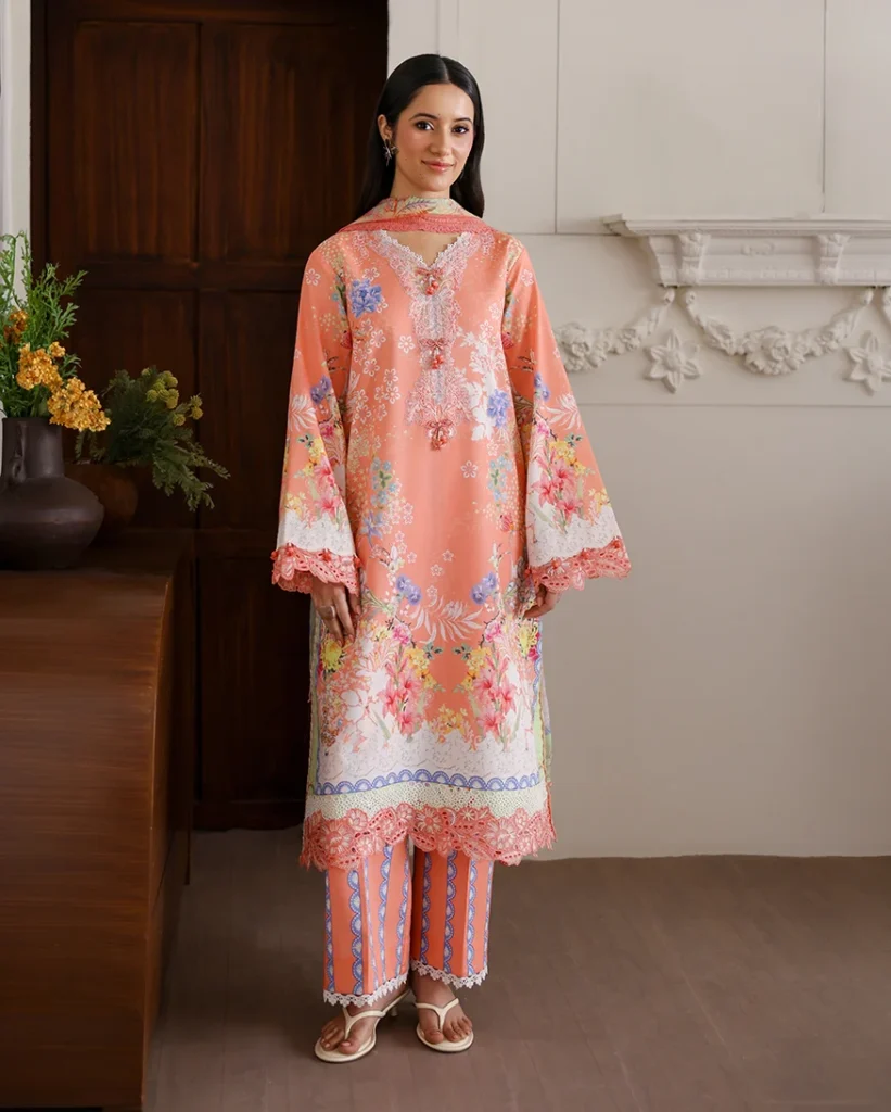Roheenaz Blush Tale – Unstitched Printed & Embroidered Lawn 3 Piece Suit