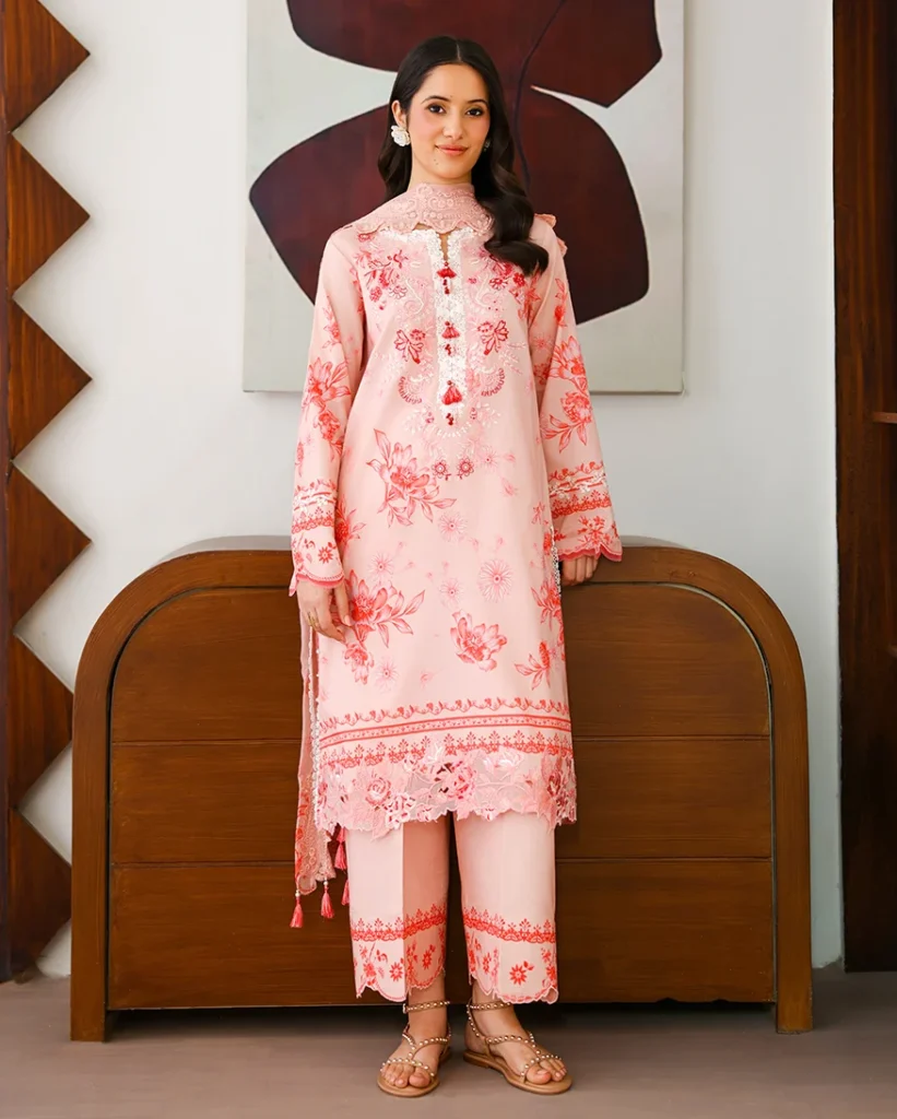 Roheenaz Coral Whisper – Unstitched Printed & Embroidered Lawn 3 Piece Suit