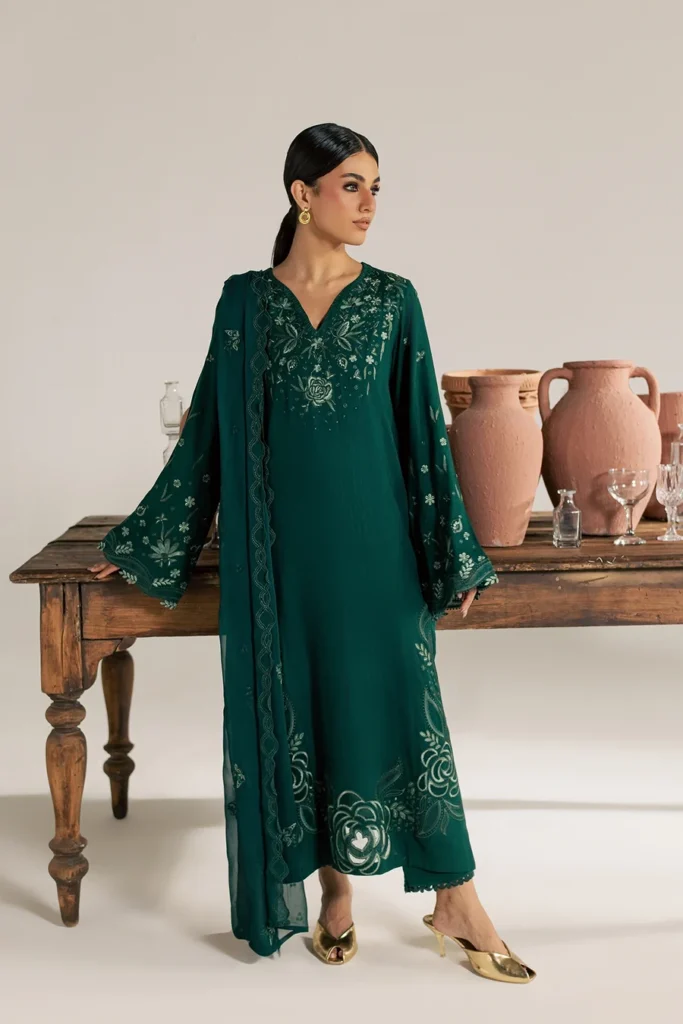 Daria Exclusive by Daria Lasercut Embroidered Viscose 3 Piece Suit DA-144