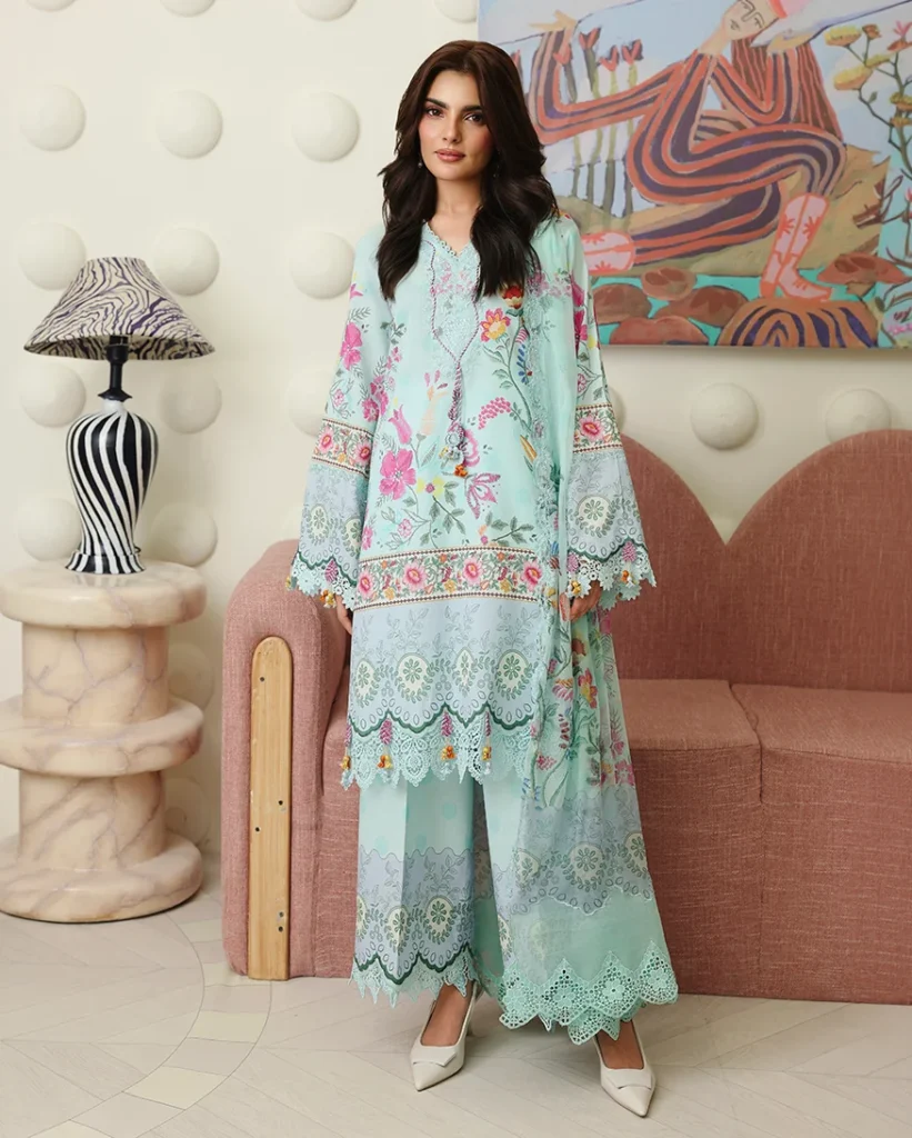 Petals in Print by Roheenaz Printed Lawn Delft Bloom 3 Piece Suit