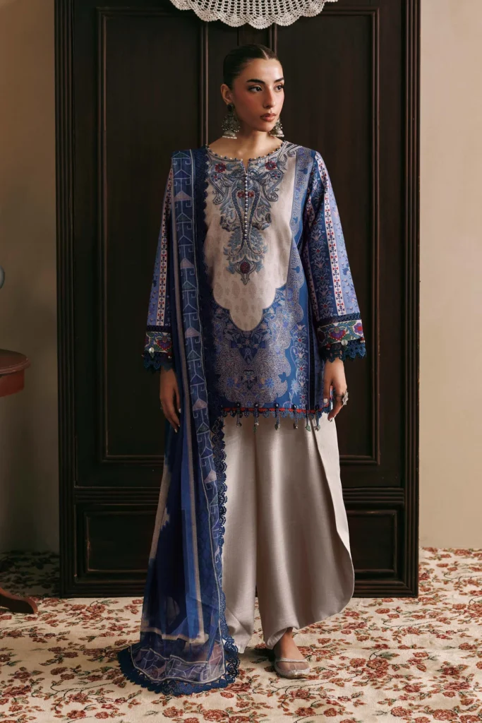 M Basics by Maria.B 01-A – Unstitched Khaddar 3 Piece Suit with Chiffon Dupatta