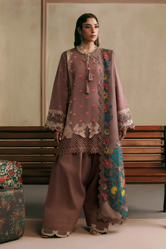 M Basics by Maria.B 03-A – Unstitched Khaddar 3 Piece Suit with Herringbone Shawl