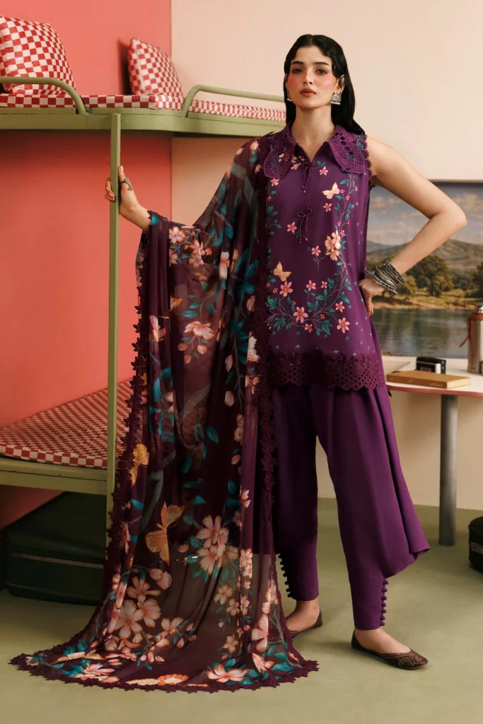 M Basics by Maria.B 07-A – Unstitched Linen 3 Piece Suit with Chiffon Dupatta