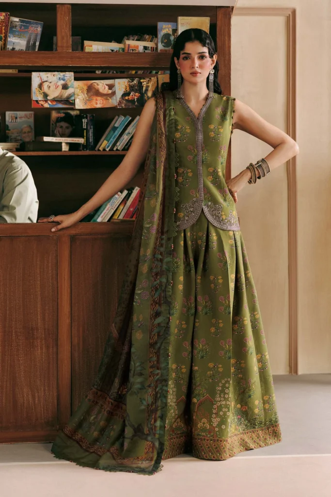 M Basics by Maria.B 12-A – Unstitched Printed Linen 3 Piece Suit with Silk Dupatta