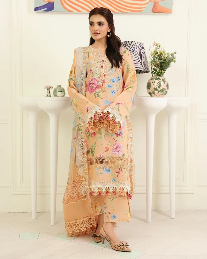 Petals in Print by Roheenaz Printed Lawn Magnolia Mist 3 Piece Suit
