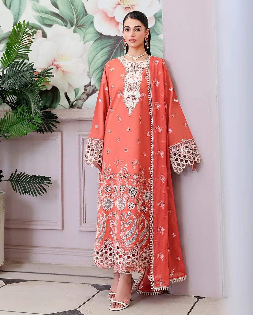 Roheenaz Soleil Blanc – Unstitched Chikankari Lawn 3 Piece Suit