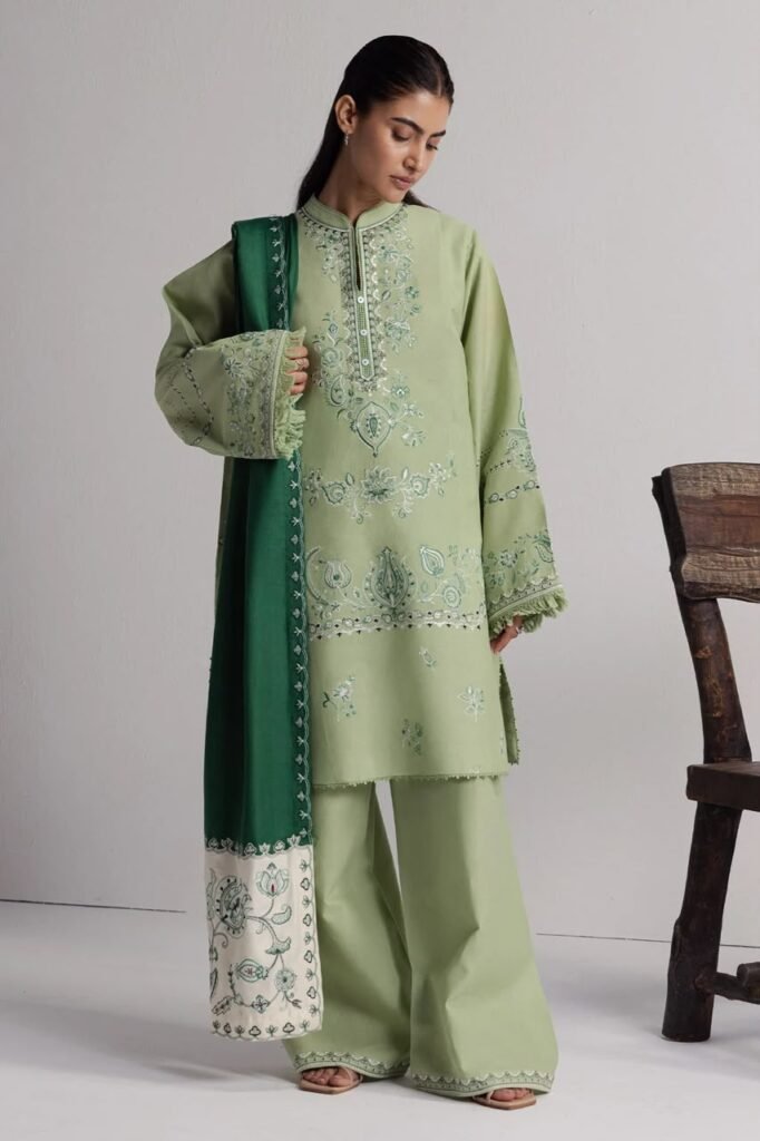 COCO by Zara Shahjahan Neelam-4B – Embroidered Khaddar 3 Piece Unstitched Suit