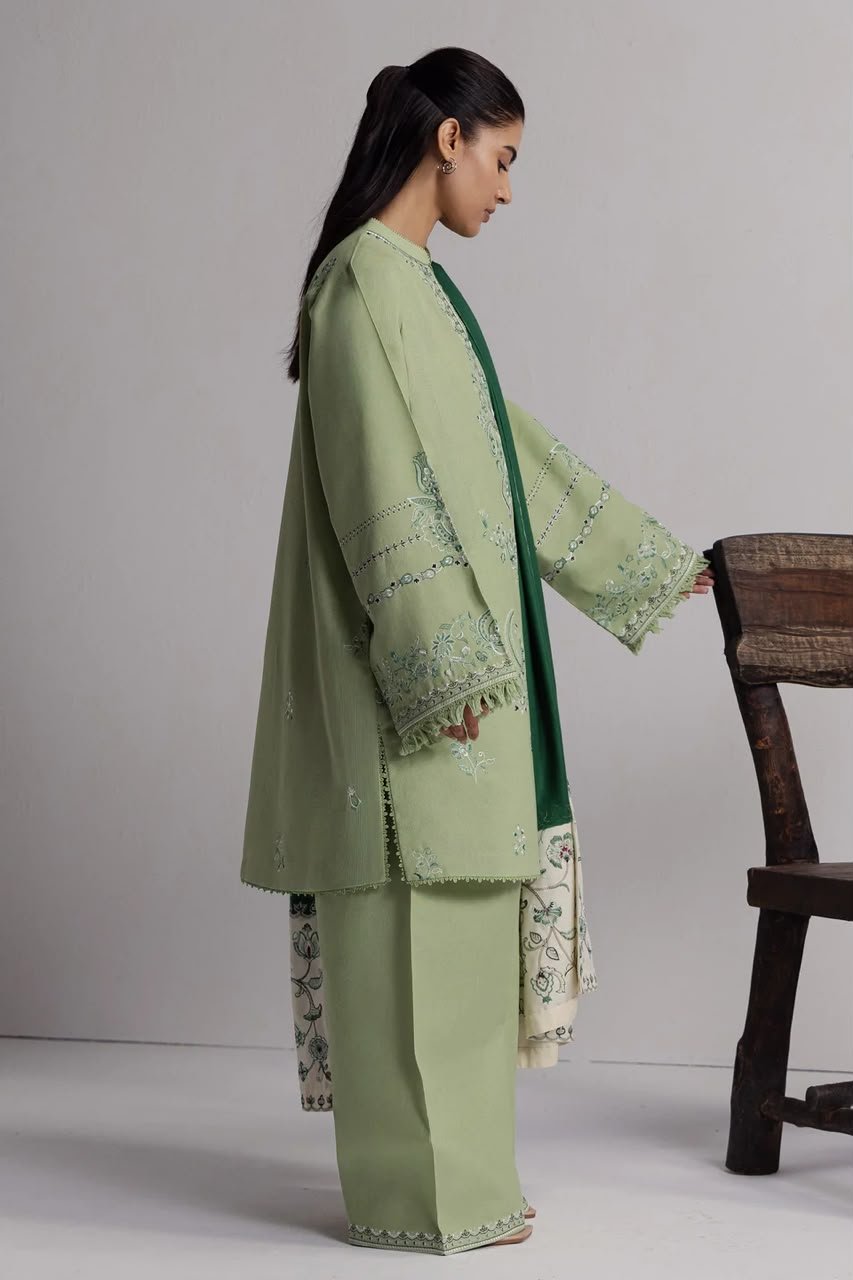 COCO by Zara Shahjahan Neelam-4B – Embroidered Khaddar 3 Piece Unstitched Suit - Image 2