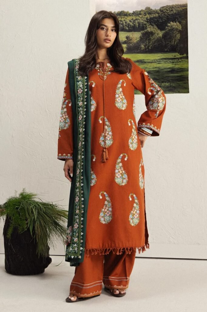 COCO by Zara Shahjahan Shireen-6B – Embroidered Khaddar 3 Piece Unstitched Suit