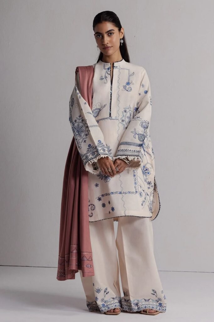 COCO by Zara Shahjahan Diba-10B – Embroidered Khaddar 3 Piece Unstitched Suit