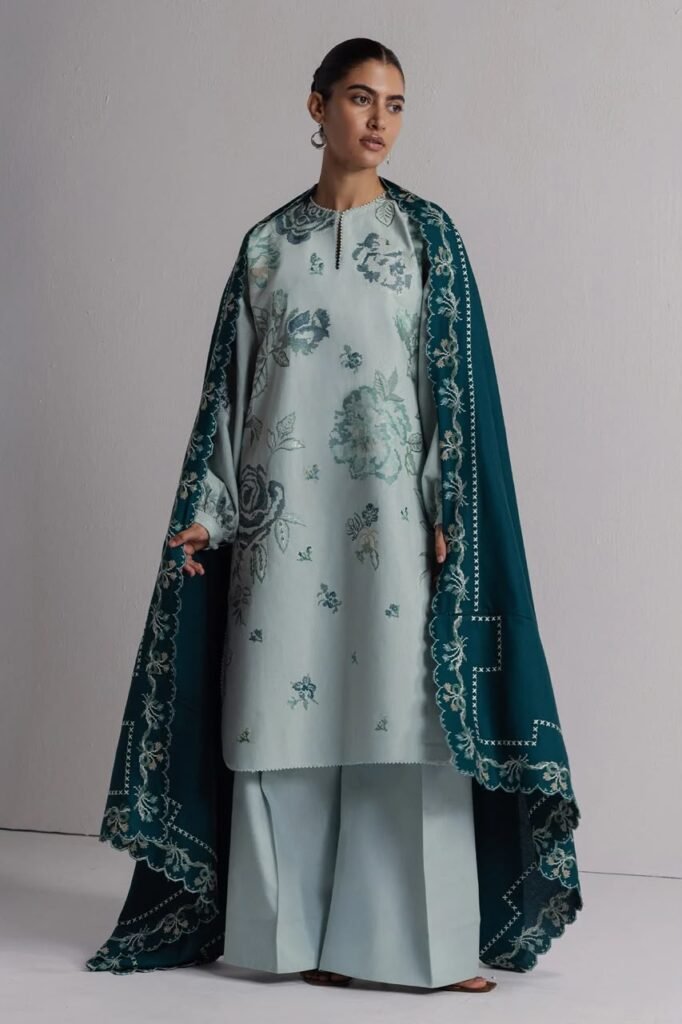 COCO by Zara Shahjahan Rakhsh-3B – Embroidered Cotton Neps Karandi 3 Piece Unstitched Suit