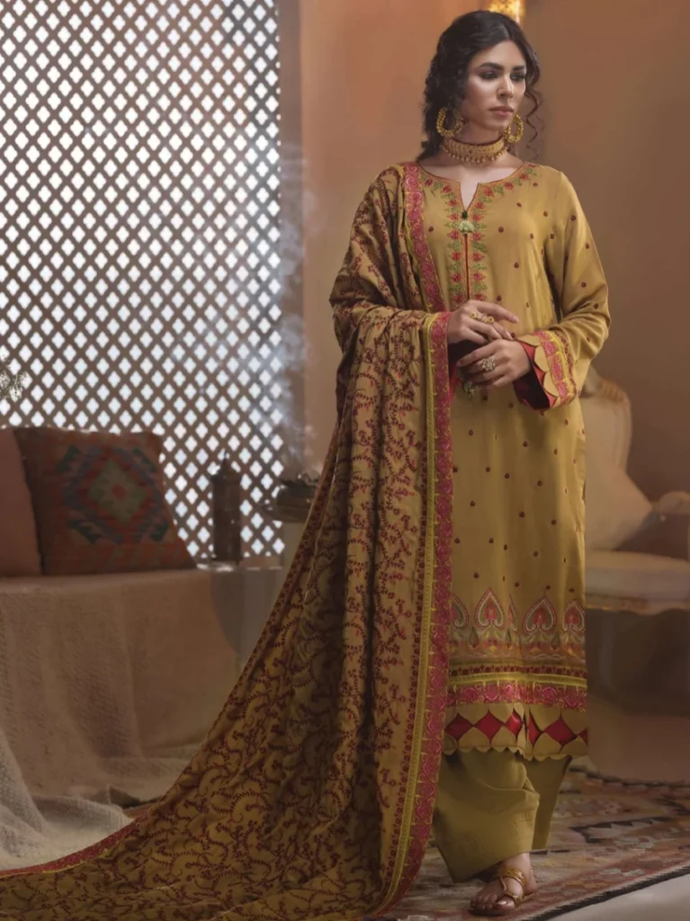 Rayon by Sifa Tuscan Sun – Unstitched Embroidered 3 Piece Winter Suit with Shawl SR21-12
